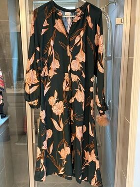 a new day Dark Green Maxi Dress with Peach Floral Print